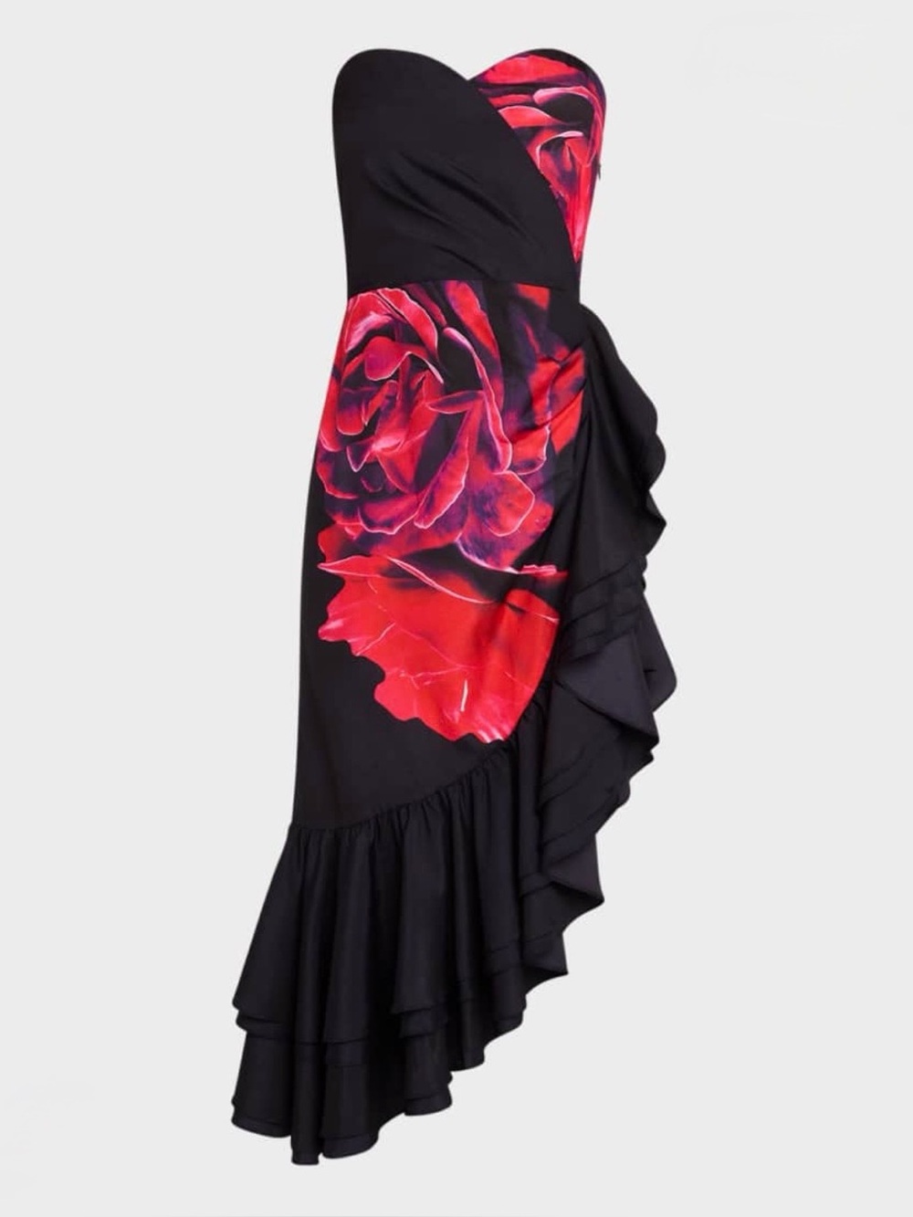 One33 Social Women’s Strapless Floral-Print Asymmetric Midi Dress